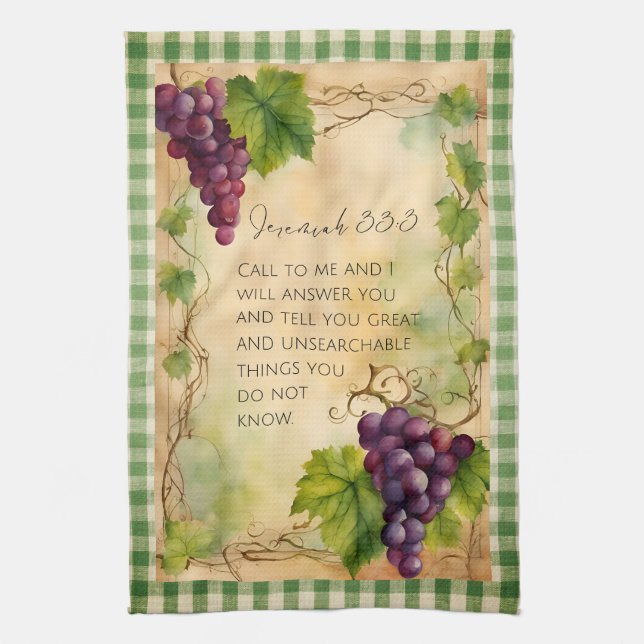 Jeremiah 33:3 Christian Bible Verse Tea Towel (Vertical)