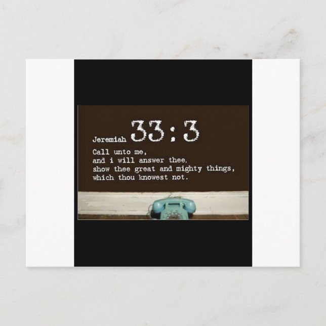 Jeremiah 33:3 postcard (Front)