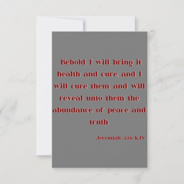 Jeremiah 33:6 KJV Bible Scripture Greeting Card (Front)