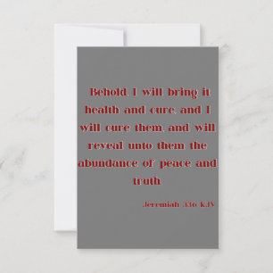 Jeremiah 33:6 KJV Bible Scripture Greeting Card