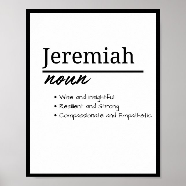 Jeremiah, Boy Personalised Name Definition  Poster (Front)