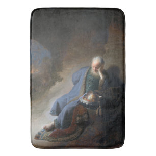 Jeremiah Lamenting on Fall of Jerusalem, Rembrandt Bath Mat