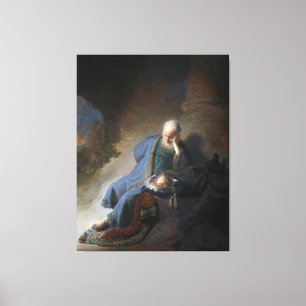 Jeremiah Lamenting on Fall of Jerusalem, Rembrandt Canvas Print