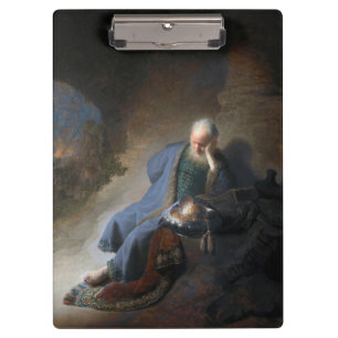 Jeremiah Lamenting on Fall of Jerusalem, Rembrandt Clipboard