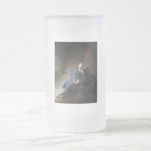 Jeremiah Lamenting on Fall of Jerusalem, Rembrandt Frosted Glass Beer Mug