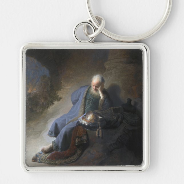 Jeremiah Lamenting on Fall of Jerusalem, Rembrandt Key Ring (Front)