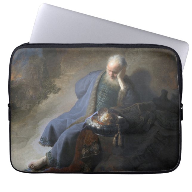 Jeremiah Lamenting on Fall of Jerusalem, Rembrandt Laptop Sleeve (Front)