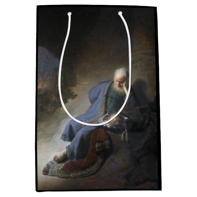Jeremiah Lamenting on Fall of Jerusalem, Rembrandt Medium Gift Bag (Front)