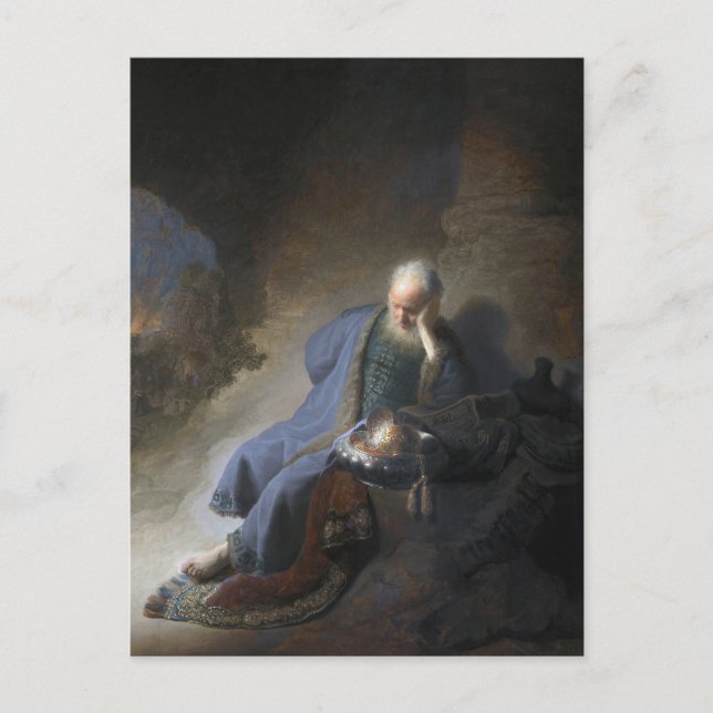 Jeremiah Lamenting on Fall of Jerusalem, Rembrandt Postcard (Front)