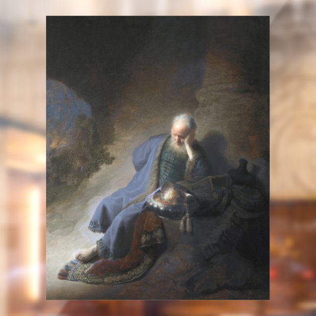 Jeremiah Lamenting on Fall of Jerusalem, Rembrandt Window Cling (Sheet 2)