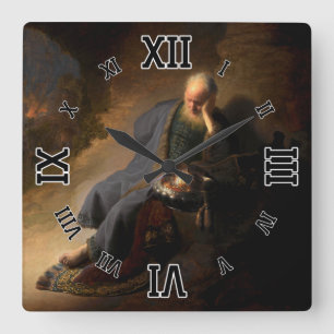 Jeremiah Lamenting the Destruction of Jerusalem Square Wall Clock