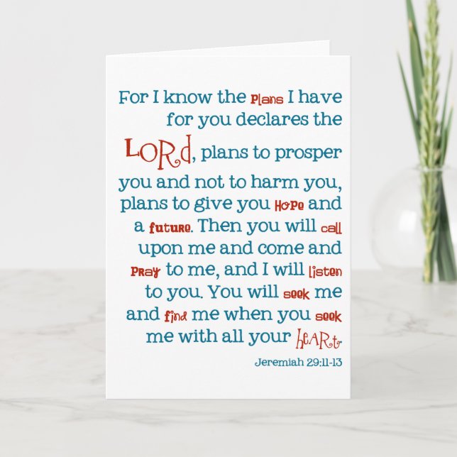 Jeremiah Plans Christian Bible Quote Card Notecard (Front)