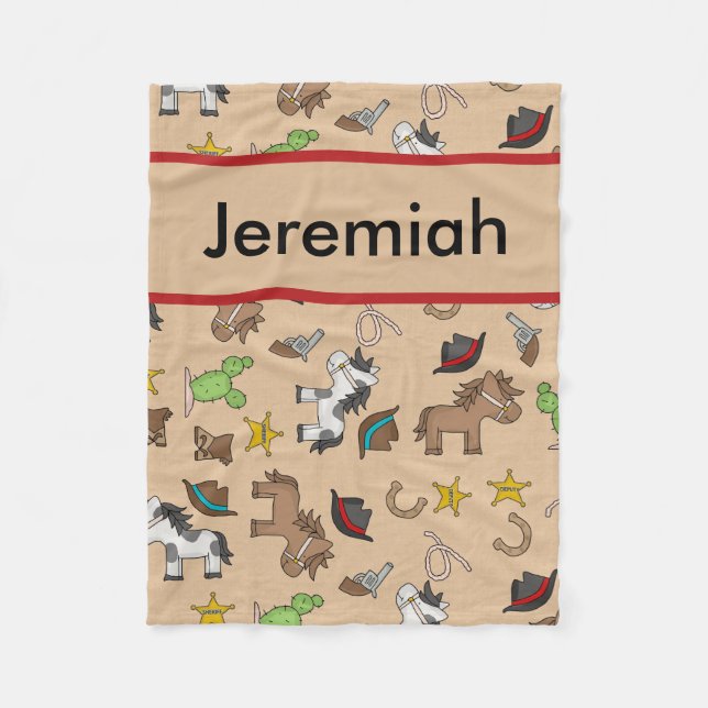 Jeremiah's Personalised Cowboy Blanket (Front)