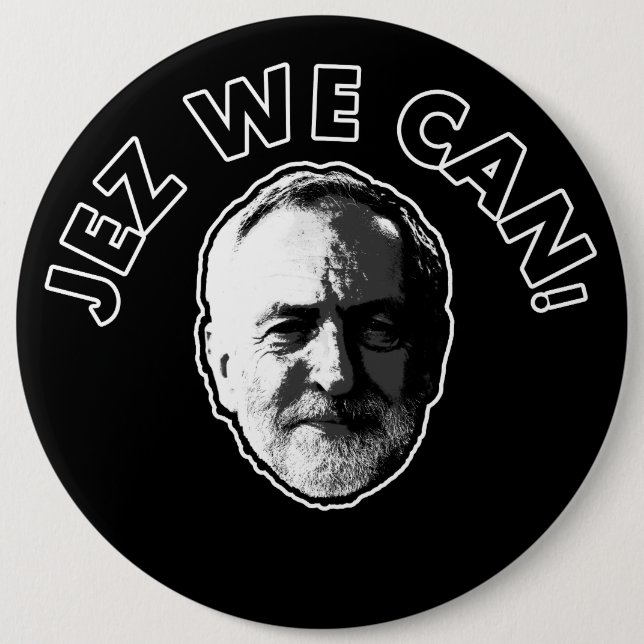 Jeremy Corbyn "Jez We Can" Black badge (Front)
