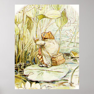 Jeremy Fisher on a Lily pad by Beatrix Potter Poster