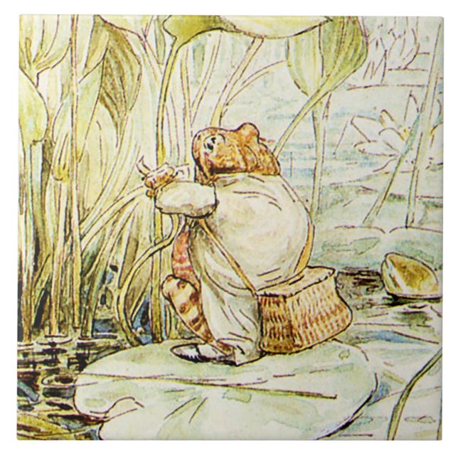 Jeremy Fisher on a Lily pad by Beatrix Potter Tile (Front)
