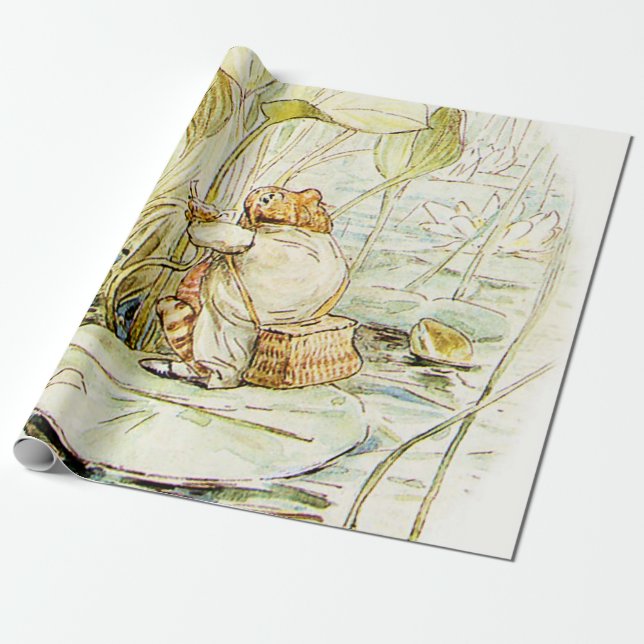 Jeremy Fisher on a Lily pad by Beatrix Potter Wrapping Paper (Unrolled)