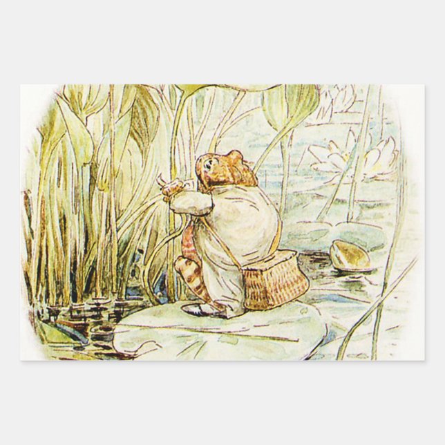 Jeremy Fisher on a Lily pad by Beatrix Potter Wrapping Paper Sheet (Front)