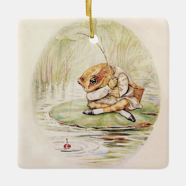 “Jeremy Fisher on a Lilypad” by Beatrix Potter Ceramic Ornament (Front)