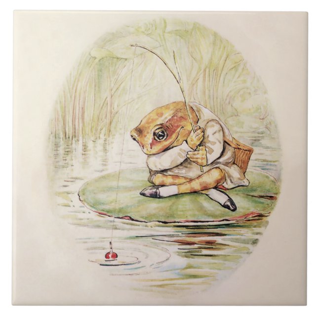 “Jeremy Fisher on a Lilypad” by Beatrix Potter Tile (Front)