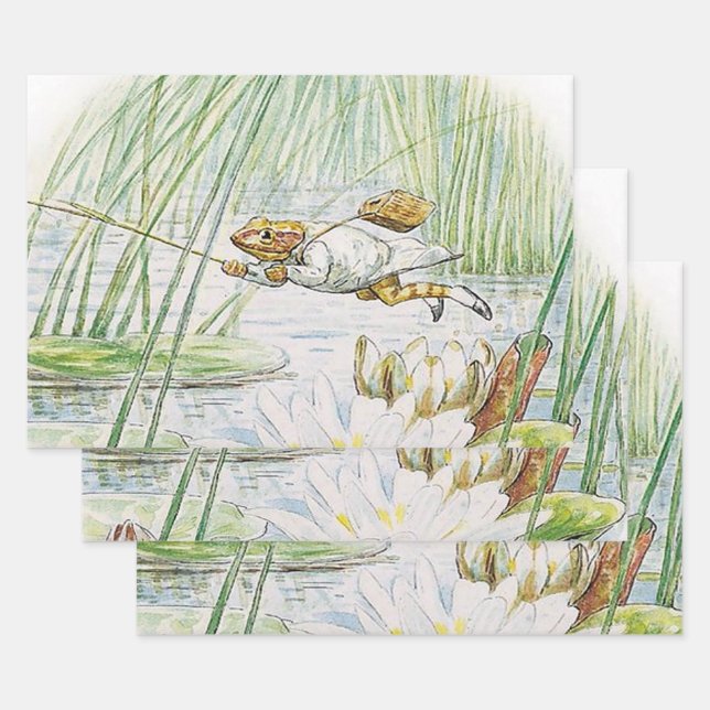 Jeremy Fisher Takes a Great Leap by Beatrix Potter Wrapping Paper Sheet (Set)