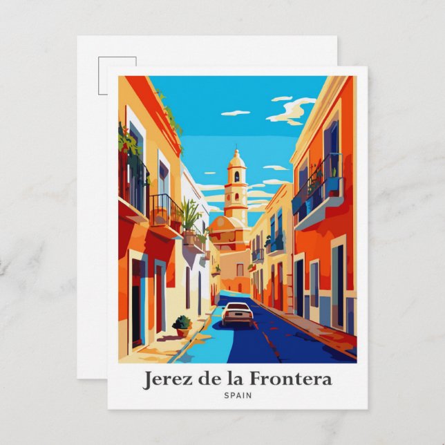 Jerez de la Frontera Spain Travel Illustration Postcard (Front/Back)