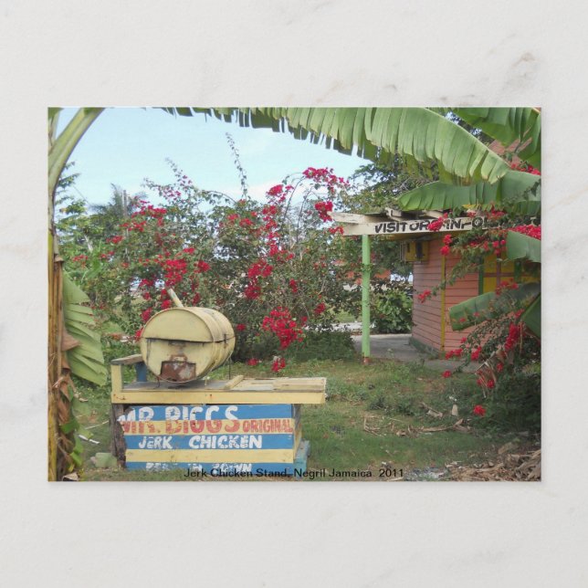 Jerk Chicken Stand in Negril, Jamaica 2011 Postcard (Front)