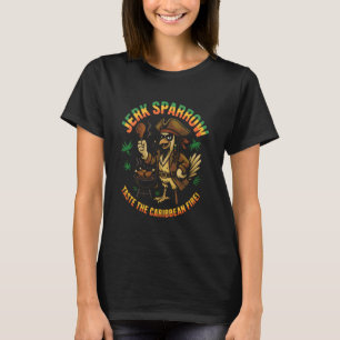 Jerk Sparrow Funny Pirate Chicken Caribbean BBQ Gr T-Shirt