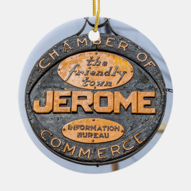 Jerome, Arizona Ceramic Tree Decoration (Front)