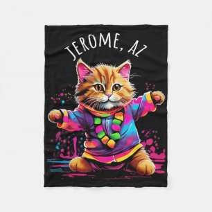 Jerome Arizona Dancing Cat Colourful Cute Kitty De Fleece Blanket