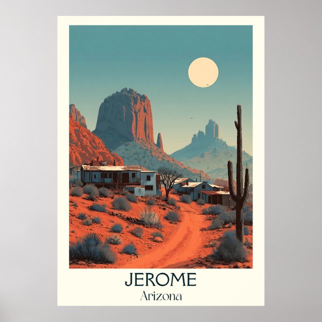 Jerome Arizona Vintage Travel Poster | Retro Ghost (Front)