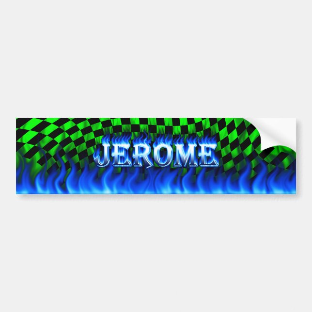 Jerome blue fire and flames bumper sticker design. (Front)