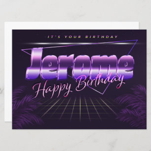 Jerome Name First name lila retro Map Birthday Card