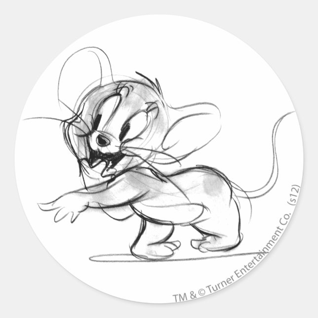 Jerry Bashful Sketch Classic Round Sticker (Front)
