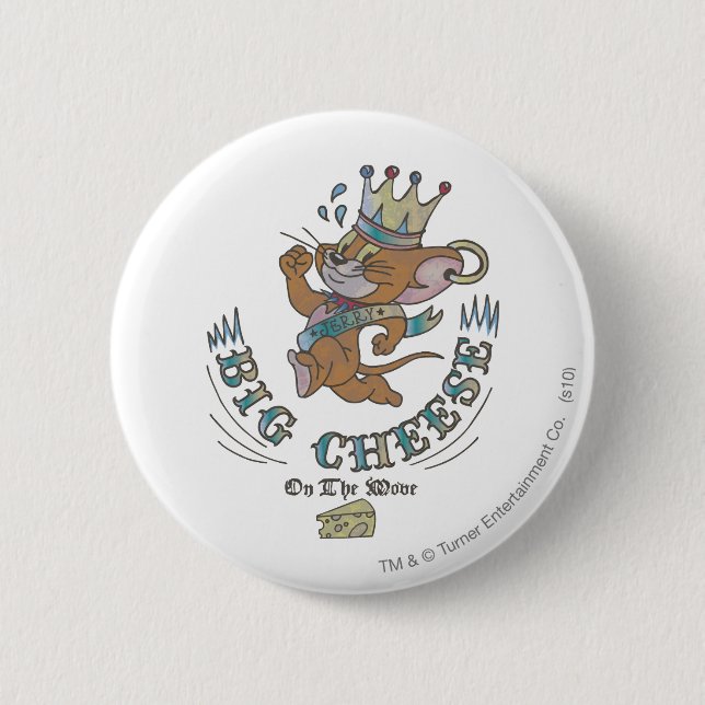 Jerry Big Cheese On The Moon 2 6 Cm Round Badge (Front)