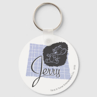 Jerry Black and Blue Script Key Ring