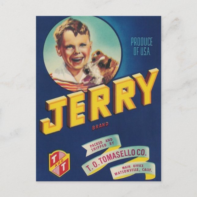 jerry boy and dog post card (Front)