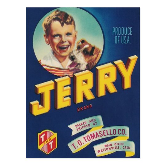 jerry boy and dog post card
