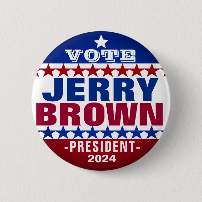 Jerry Brown for President 2024 Campaign Button (Front)