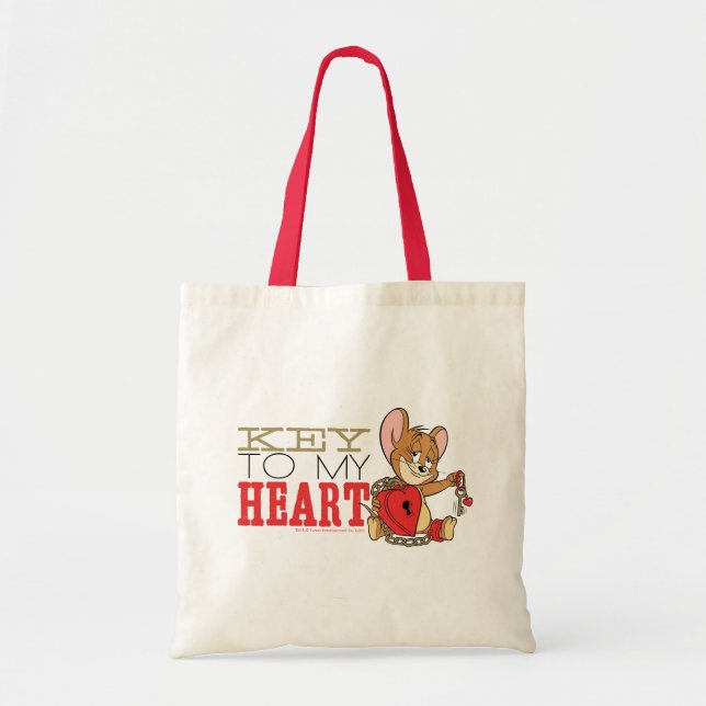 Jerry Mouse "Key To My Heart" Valentine Tote Bag (Front)