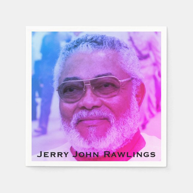 Jerry Rawlings, J.J. Rawlings, President of Ghana Napkin (Front)