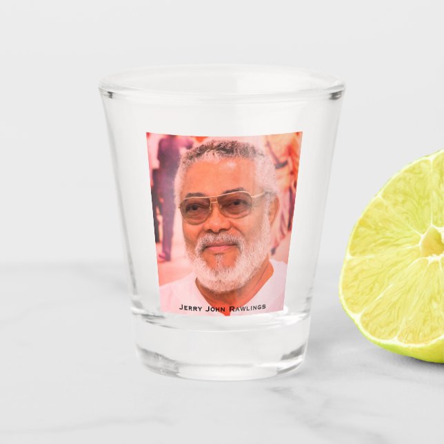 Jerry Rawlings, J.J. Rawlings, President of Ghana Shot Glass (Front)
