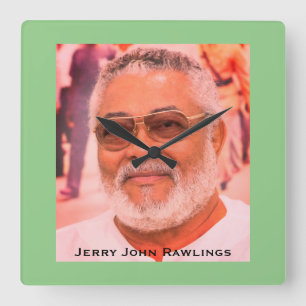 Jerry Rawlings, J.J. Rawlings, President of Ghana Square Wall Clock