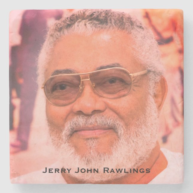 Jerry Rawlings, J.J. Rawlings, President of Ghana Stone Coaster (Front)