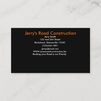 Jerry's Road Construction Business Card