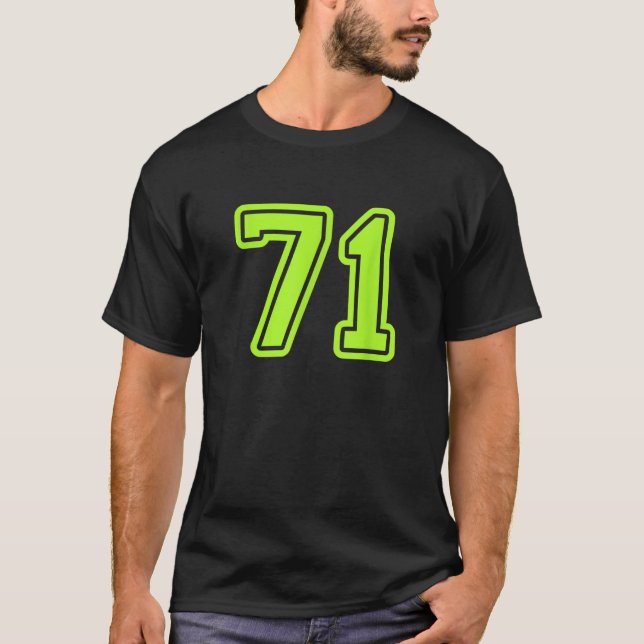 Jersey 71 Green Yellow Sports Team Jersey Number 7 T-Shirt (Front)