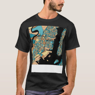 Jersey City Map Pattern in Mid Century Pastel T-Shirt