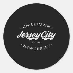 Jersey City New Jersey Chilltown - Black - Small - Classic Round Sticker