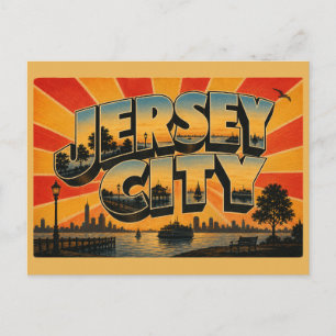 Jersey City New Jersey Hudson River Waterfront Art Postcard