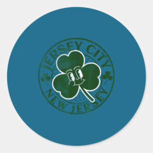 Jersey City New Jersey Irish Shamrock Nj Retro Sou Classic Round Sticker